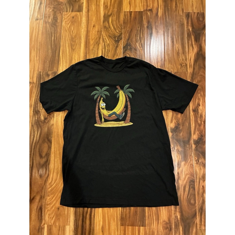 Funny "Banana Hammock" Graphic Tee | Black‎ Tropical Pun T-Shirt